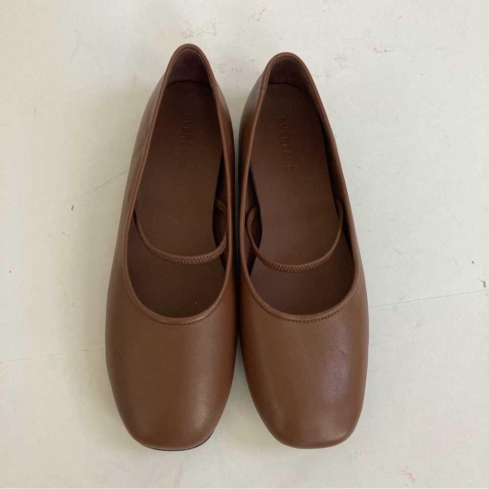 Everlane The Day Mary Jane Flats Shoes Rum Soft Leather 9 Brown - Picture 4 of 13